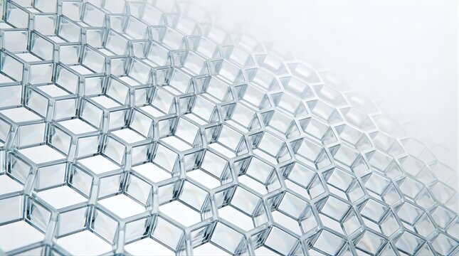 Abstract glass honeycomb background with light reflection and depth