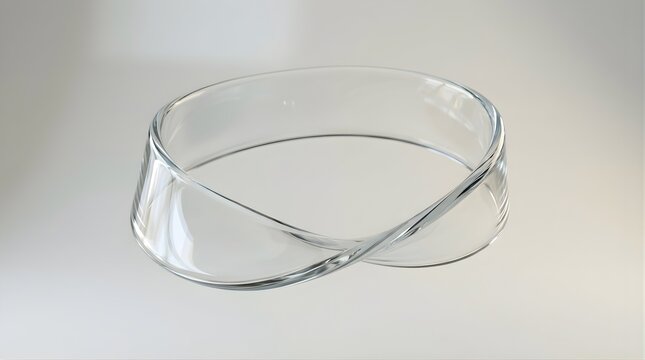 Abstract glass mobius strip shape isolated on a clean white background