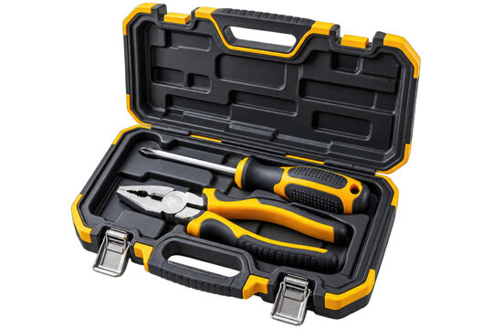 Open Tool Case With Pliers And Screwdriver.