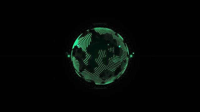 Blue Planet Earth Globe on Black Background with Glowing Digital Network, Global Technology, Internet Communication and Futuristic 3D World Concept