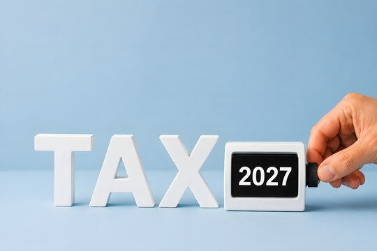 Tax year change with flip calendar showing 2027 date.
