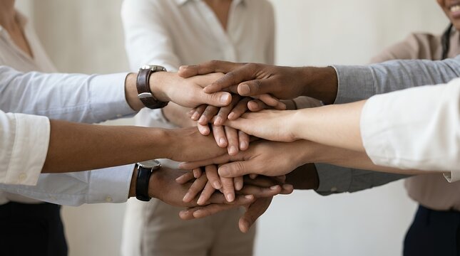 Collaborative Stack of Multicultural Professional Hands Symbolizing Unity and Teamwork in Essential Services hands diverse multicultural multi-ethnic group team teamwork cooperation unity