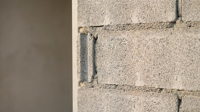 Close-Up View of a Textured Wall Constructed from Concrete Masonry Units Commonly Known as Cinder Blocks or Concrete Bricks Widely Used in Modern and Industrial Construction cinder block wall