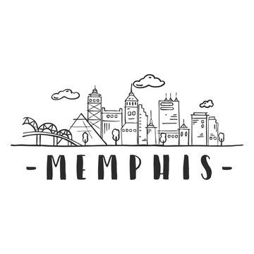 Memphis bridge spire pyramid sky scraper skyline sticker