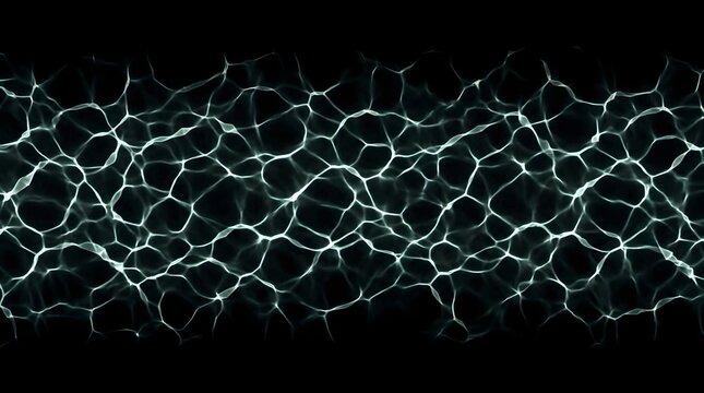 Abstract caustic light ripples flowing horizontally on black background