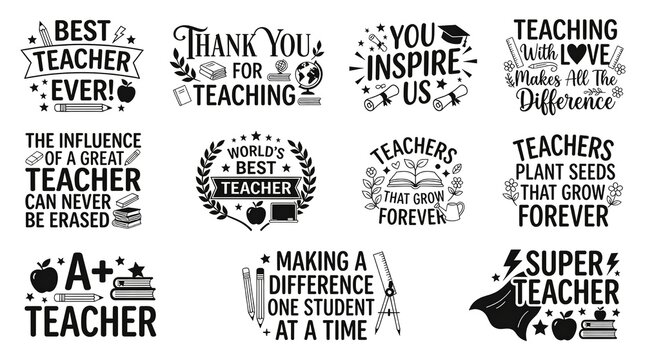 Collection of inspirational quotes and graphics celebrating teachers and education