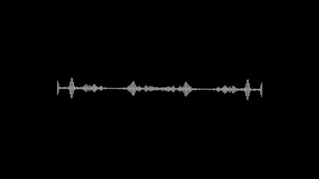 Abstract Digital Sound Waveform Visualisation, Minimalist White Line Audio Spectrum Animation for Voice Music Recording, Frequency Level Equalizer Disco Light