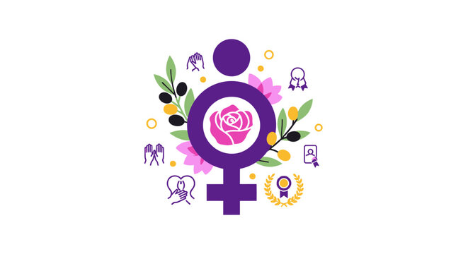 Female symbol with floral elements design.