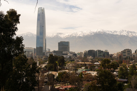 Santiago Metropolitan Park. Andes Mountains in the background. Sunny day. Chile