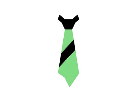 Green necktie with black diagonal stripe formal wear accessory graphic design