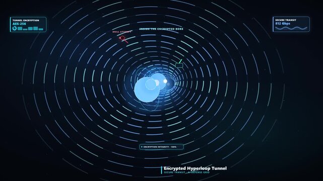 Dynamic Flythrough of an Encrypted Hyperloop Tunnel in a Digital Mountain Landscape