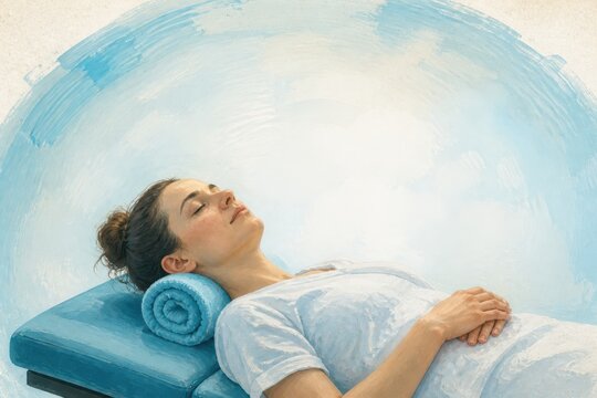 Relaxation Therapy Woman Resting in Calming Spa Setting