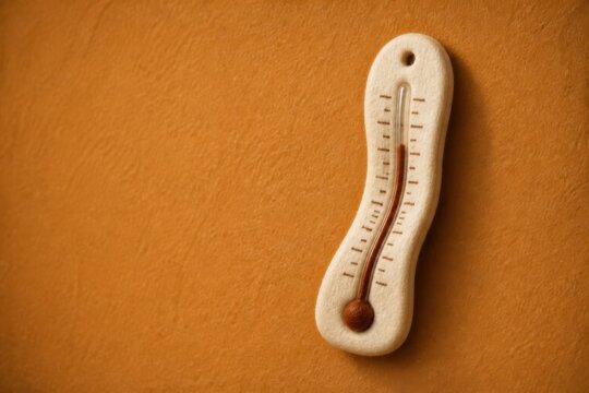 Temperature Thermometer on Warm Orange Background for Climate and Health Concepts