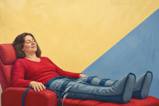 Compression therapy relaxation for leg recovery and circulation wellness