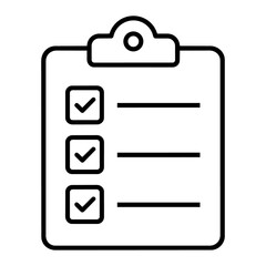 Clipboard checklist tasks completed line art vector icon © MS Graphics