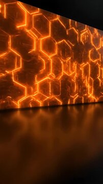 Glowing Hexagonal Pattern Animation with Light Flares and Reflections, Creating a Dynamic Abstract Background.