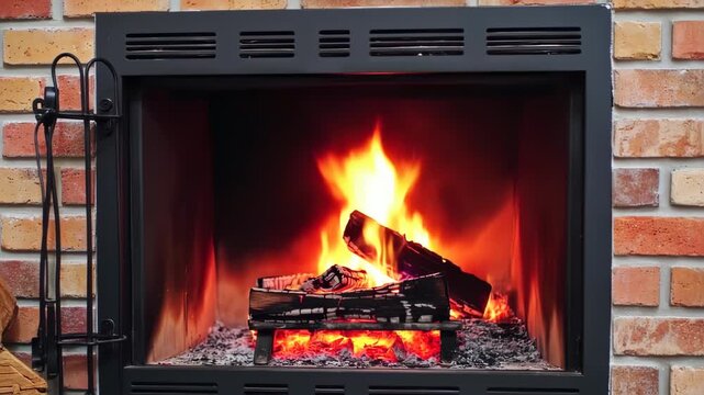 fireplace with burning wood and flame