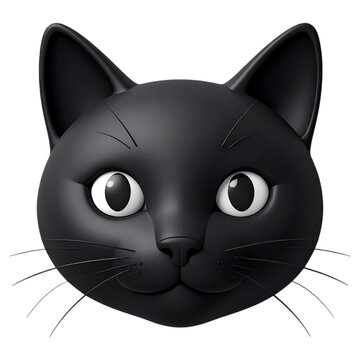 Charming 3d black feline head icon with attentive gaze for website decorations and modern social media post designs