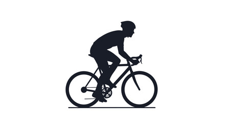 Fototapeta premium Man Riding a Bicycle Silhouette Profile.