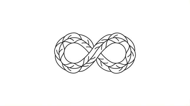 Minimalist infinity symbol made of leaves isolated on white background