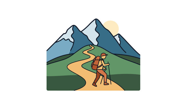 Man walking on a winding path.