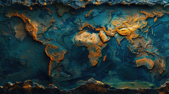 Interstellar Earth Map: A Cosmic Globe with Floating Continents