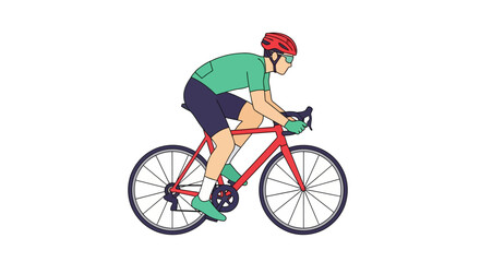 Fototapeta premium Man Riding Red Bicycle Outdoors Freely.