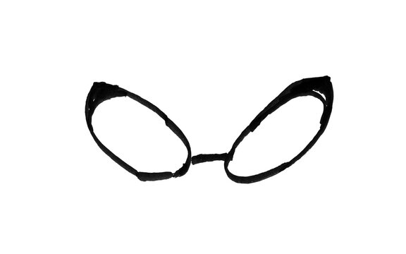 Eyeglasses Spectacles Black Glasses Doodle Brush Stroke Line Art Cartoon Illustration
