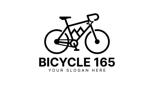 Minimalist mountain bike logo design for bicycle shop.