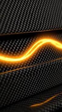 Carbon Fiber Texture with Animated Orange Light Trail Flowing and Undulating Across the Surface. and Animation