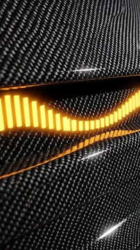 Carbon Fiber Texture with Animated Orange Light Trails Moving Upwards, Creating a Dynamic and Futuristic Visual Effect.