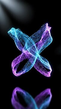 Abstract Light Ribbons Gracefully Swirling and Intersecting in a Mesmerizing Looping Animation. Dynamic Energy Flow, Futuristic Design.