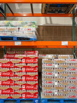 Coca-Cola and Diet Coke multipacks displayed for sale at a Costco warehouse in Kalamazoo, Michigan, on August 27, 2026.