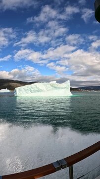 Floating icebergs in Nuuk fjord, Greenland Slow motion