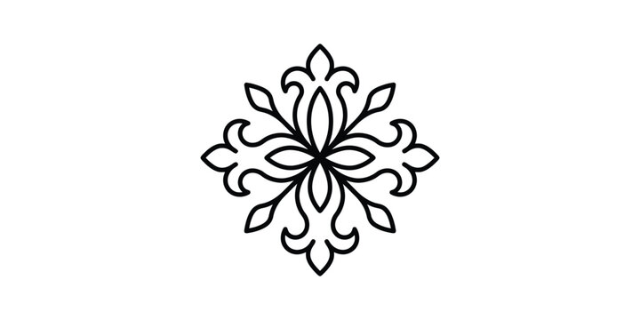 Elegant ornamental symmetrical floral motif design.