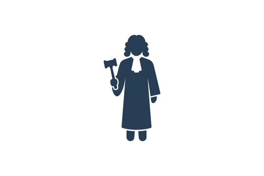 Flat vector icon of a judge holding a gavel.