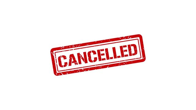 Red cancelled rubber stamp impression on white background