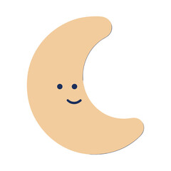 Cartoon crescent moon with a happy face © syahhidayahahay