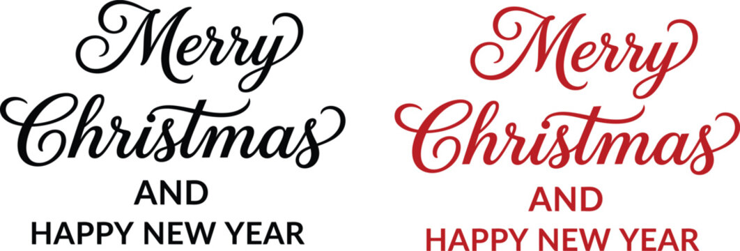 Merry Christmas and Happy New Year script typography design