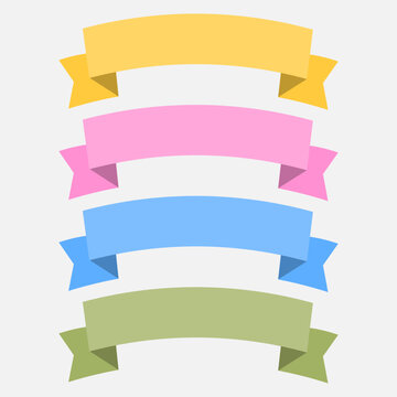 Colorful ribbon banner set, vector illustration.