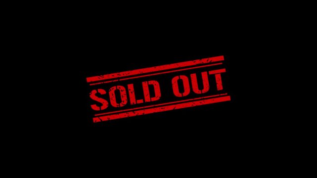 Sold out red rubber stamp effect on black background, for business marketing, text
