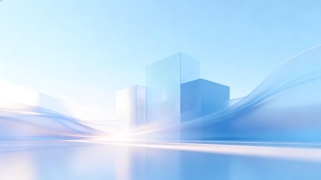 blue technology architecture and flowing light shadow background