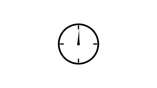 Minimalist analog clock face with moving hands on white background