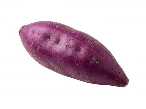 Raw purple sweet potato tuber isolated on transparent background