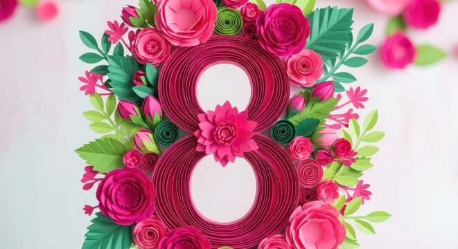 Floral number eight women day background