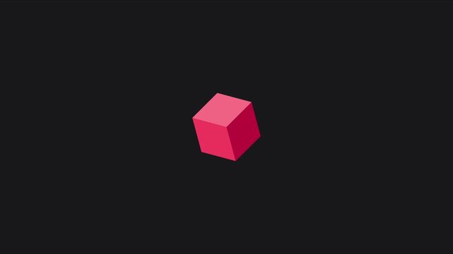 Minimalist rotating 3 d cube animation on dark 4k background, for modern motion, and abstract digital projects