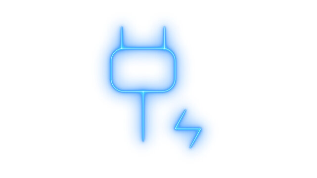 Glowing neon electric plug charging icon isolated on transparent background. Power connection. Energy charge. Lightning bolt symbol. UI element