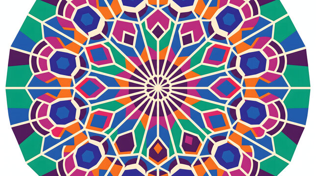 vibrant moroccan mandala mosaic pattern with octagon tiles and radiating star design