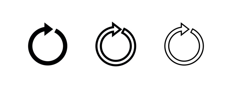 Refresh arrow icon set. Reload, update, or undo symbol.