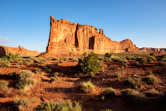 Tower of Babel in Arches National Park, Utah in early morning sunlight